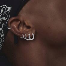 5 对银金环状耳环套装男士 14K 镀金防过敏小金耳环套装男士软骨环状耳环套装不同尺寸穿孔首饰适合派对生日 8 毫米 10 毫米 12 毫米 14 毫米 16 毫米圣诞节新年情人节节日礼物 - 男士時尚耳環圈 8-10-12-14-16mm - 查看 4