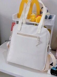 Y2K 新款 2024 Itabag 女士带 PVC 透明口袋徽章展示板单肩包女孩学校书包 Ita 包斜挎包 JK 娃娃包 - 白色 - 查看 9