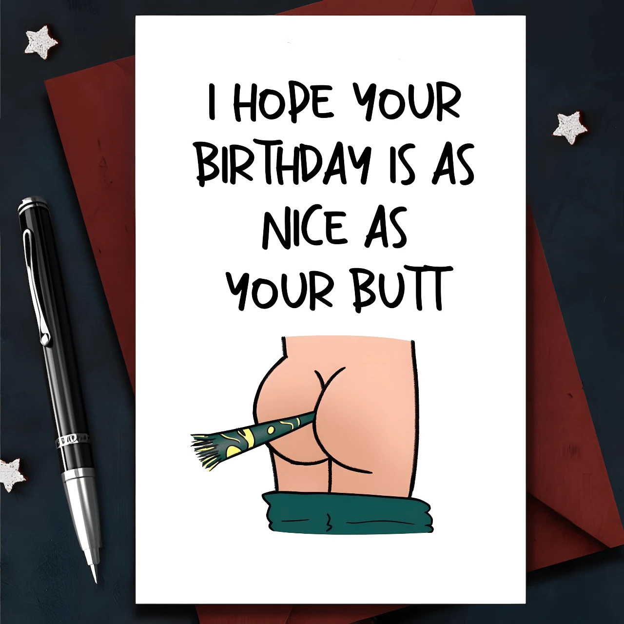 1 张富有想象力的生日贺卡，上面写着“我希望你的生日和你的屁股一样好”，是送给丈夫、男朋友、妻子、女朋友、家人、兄弟、姐妹、伙伴、朋友、同事和同学的搞笑完美礼物，愚人节复活节 - 彩色 - 查看 1