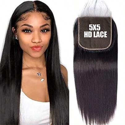 5X5 Lace Closure Human Hair Straight Free Part 5X5 HD Lace Closure Straight Closure