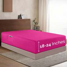 Elegant Comfort Luxury 1pc Extra Deep 18-24 Inch Deep Pocket Fitted Sheet - All Around Elastic Bedding Mattress Covers With Deep Pocket Up To 24 Inch And Double Sided Storage Pockets, Ultra Soft Machine Washable Luxury 1-Piece Bed Fitted Sheet - Fade And Wrinkle Resistant Premium Hotel Quality Twin/Full/Queen/King/Cal King Fitted Sheet, Christmas Decorations Gifts, Cozy Winter Styles, Bright Shades - Hồng - Xem 1