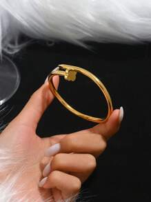 Pulseiras de ouro, aço inoxidável, zircônia, zircônia embutida, pulseira de aço titânio, polimento espelhado, revestimento a vácuo, não desbota facilmente, estilo clássico da moda, adequada para uso diário, pulseira de ouro, joias de aço inoxidável