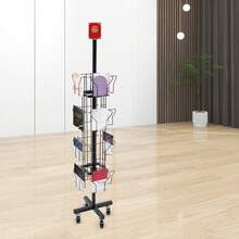 4 Tier 360° Rotating Greeting Card Rack Retail Display W/16 Pocket For Postcards