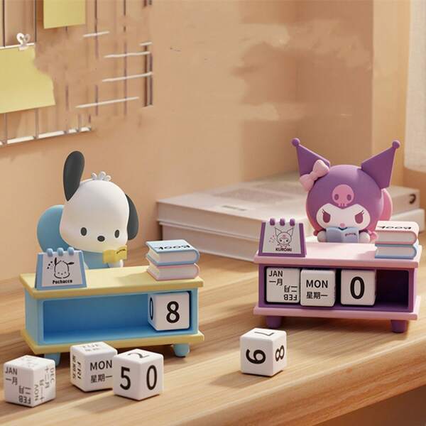 Sanrio 1 pièce Calendrier de bureau Sanrio Kulomi Pacha - Un accessoire de bureau charmant pour la décoration de la maison en PVC , style aléatoire