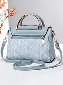 Fashion Women Color Block Shoulder Bag & Phone Pouch - Blue - View 3