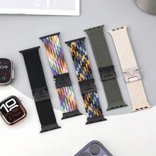 1pc 2025 New Black Nylon Braided Solo Loop Strap Compatible With Apple Watch Band 46mm 45mm 42mm 44mm 41mm Braided Nylon Sport Bracelet Apple Watch Series 10 9 8 SE 5 6 7 Ultra 49mm Strap