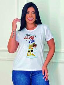 Baby Look Basic T-Shirts Women's T-Shirts My Target Is The Sky - 白色 - 查看 1