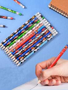 12pcs Sports Ball Pattern HB Pencils, Student Learning Supplies