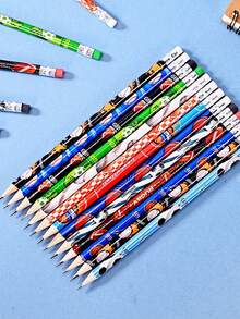 12pcs Sports Ball Pattern HB Pencils, Student Learning Supplies