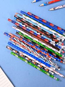 12pcs Sports Ball Pattern HB Pencils, Student Learning Supplies