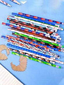 12pcs Sports Ball Pattern HB Pencils, Student Learning Supplies