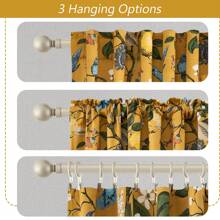 Topfinel 2 Panels Floral Curtains  Blackout Elegant Vintage Farmhouse Country Hummingbird Patterned Curtains For Dining Living Room Bedroom - 芥末黃 - 查看 4