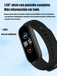 Pulsera deportiva inteligente m5, rastreador de actividad física, reloj inteligente, frecuencia cardíaca y presión arterial Monitor de pulsera inteligente para mensajes y llamadas del centro de notificaciones deportivas, perfecto para aplicaciones, monitoreo de frecuencia cardíaca, pasos o ejercicio diario - Negro - Ver 1