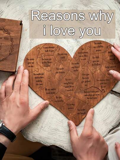 New Valentine's Day Gift - 20 Reasons I Love You Puzzle, Heart-Shaped Puzzle Box Customized Gift For Boyfriend, Unique Engraved Gift For Girlfriend, Wife, Husband, Wedding Anniversary, Party Gift For Loved Ones