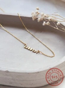 1 Stück 925er Sterling Silber Halskette mit Namensanhänger, Luxus Buchstabenanhänger, geeignet für den täglichen Gebrauch von Frauen, Urlaubsgeschenke, Partydekoration als Schmuckstück, ideal als Geschenk für Geburtstag, Familie, Jahrestag, perfekt als Geschenk für Paar, Freunde und Mütter, gold, stilvolle, farbige, ideale Geschenke für ihn, ideale Geschenke für sie, sie, Freund, Freundin, Vater, Mutter, Familie, Freunde, für Jahrestage, für Geburtstage, für Abschluss, für Abschlussball, für Partys, Muttertagsgeschenke für Frauen