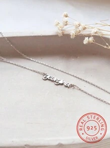 1 Stück 925er Sterling Silber Halskette mit Namensanhänger, Luxus Buchstabenanhänger, geeignet für den täglichen Gebrauch von Frauen, Urlaubsgeschenke, Partydekoration als Schmuckstück, ideal als Geschenk für Geburtstag, Familie, Jahrestag, perfekt als Geschenk für Paar, Freunde und Mütter, gold, stilvolle, farbige, ideale Geschenke für ihn, ideale Geschenke für sie, sie, Freund, Freundin, Vater, Mutter, Familie, Freunde, für Jahrestage, für Geburtstage, für Abschluss, für Abschlussball, für Partys, Muttertagsgeschenke für Frauen