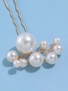 12pcs Women Pearl-Look Hair Clips, Minimalist Bridal Hair Accessories Suitable For Daily And Wedding Occasions Valentine's Day Accessories - Gold - View 7