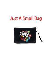 Bingo Night Women's Tote Bag And Wallet Set, Fabric Structure, Hand Washable, Unclosed, Lined, Casual Shoulder Back, Vacation Style Letter Design Tote Bags