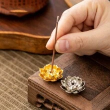 Soporte mini de loto dorado para incienso aromático, quemador de incienso con aroma a loto para el hogar, accesorios para ceremonias de té, soporte para varillas de incienso