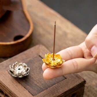 迷你金莲花香薰香棒架，家用莲花香炉，茶道配件，香棒架