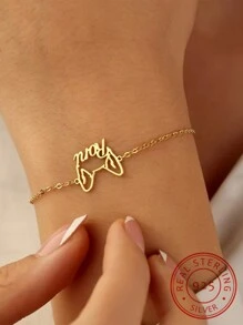 A 925 Sterling Silver 50 Cute Dog Line Customized English Name Bracelet, A Unique And Meaningful Gift For Pet Lovers And Dog Families, Warm And Unique Accessory Jewelry, Light Luxury Women's And Men's Jewelry Accessories - Multicolor - View 2