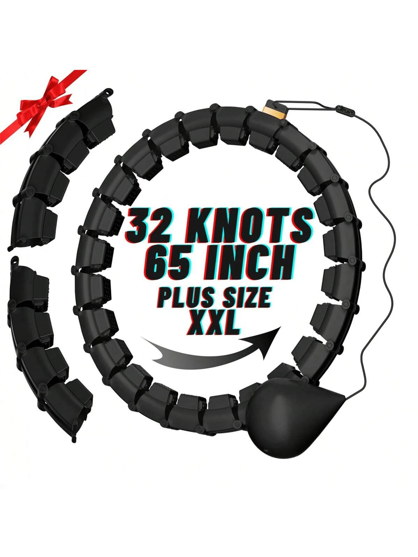 65inch 32 Knots Plus Size Quiet Weighted Hula Infinity Fitness Detachable Hoops, Smart Noiseless Hula For Women, 2 In 1 Waist And Abdominal Workout Equipment At Home - Multicolor - View 1