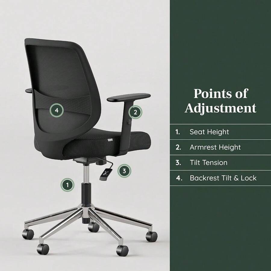 Daily Chair Computer Office Chair With Swivel, Lumbar Rest, And