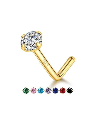 BALMORA 1 stycke Sterling S925 Silver Utsökt Elegant Minimalistisk Mini Färgglad Enkel Rund Zirconia Guld Näsring För Kvinnor Fest Dagligen Bär Vän Smycken Present