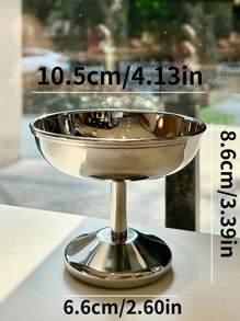 1个优雅高脚布丁杯/冰淇淋杯，复古高品质杯，质感精致，不锈钢甜点杯，提升生活品质，休闲聚会，为生活增添甜蜜，适合花园派对、咖啡馆聚会和返校季。