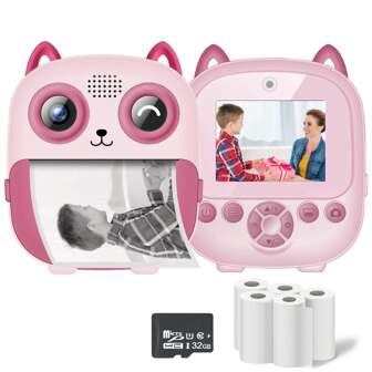 Kids Camera Instant Print, Screen Camera For Kids Dinosaur Children Digital Camera With Rolls Paper, Christmas Birthday Gift Toys For Boys Girls