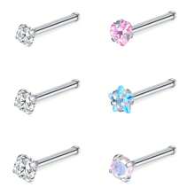 CIZME 20g Nhẫn mũi đinh tán hình chữ L Nostrial xỏ khuyên trang sức cơ thể Đinh tán mũi hình chữ L 1,5mm 2mm 2,5mm 3mm Đinh tán mũi CZ vít nhẫn cho phụ nữ - Khuyên mũi - Xem 9