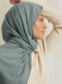 1pc Basic Pearl Chiffon Muslim Hijabs Scarf, Daily Wear - Multicolor - View 30