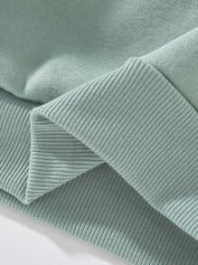 Young Girl Santa Claus Print Crew Neck Sweatshirt - Green - View 3