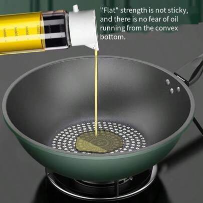 28cm/30cm Green Color Non-Stick Flat Bottom Pan, Frying Pan, Wok For Cooking, Large Capacity For Families Seafood Boil