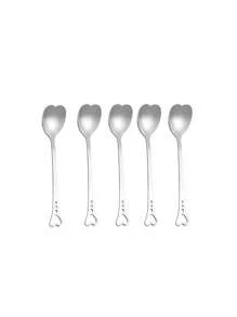 1/5/10 Stücke Gold/Silber Edelstahl Herzförmige Löffel, Herzgriff Kaffee Dessert Kuchen Rührlöffel, Hochzeitsgeschenk Löffel, Cut Out