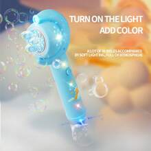 1 件自动泡泡机手持便携式电动泡泡棒带灯，男孩和女孩的礼物，户外乐趣（不含电池）