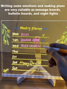 LED Erasable Whiteboard Luminous Writing Board, Desktop Ambient Fluorescent Board, Send Colorful Pen - White - View 5