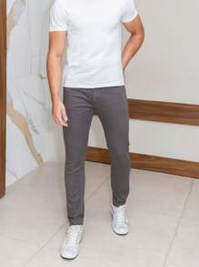 Men's Skinny Jeans In Light Color With Lycra - Grey - View 1