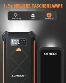 ACMOUNT power bank per avviamento di emergenza, avviatore per auto da 3000 A per veicoli a 12 V, power bank per avviamento con display LCD, torcia a LED, USB, bussola (fino a 10,0 litri di benzina, motori da 8,0 litri) avviatore di emergenza per auto