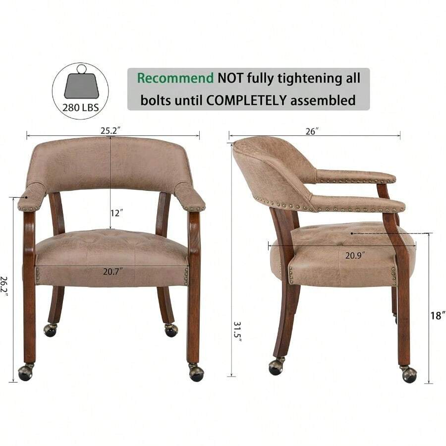 Dining Chair With Casters Set Of 4, Accent Kitchen Table Chairs With