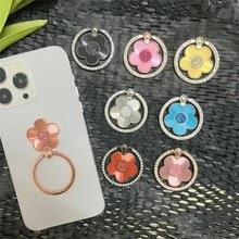 1pc日韩ins轻奢优雅圆环钻石梅花闪粉贴金属圆环手机支架手机通用Iphone/华为/小米等 - 彩色 - 查看 7
