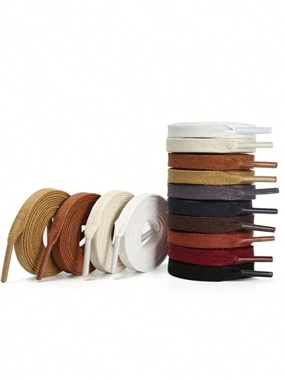 1 对扁平蜡质鞋带，适用于靴子、皮鞋、男女通用长靴替换鞋带