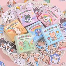 50 Peças/Caixa Conjunto de Mini Adesivos Animais Cartoon, Adesivos para Caderno, Álbum de Recortes, Usados para Artesanato DIY, Diário, Planejador, Embalagem, Decoração de Papelaria