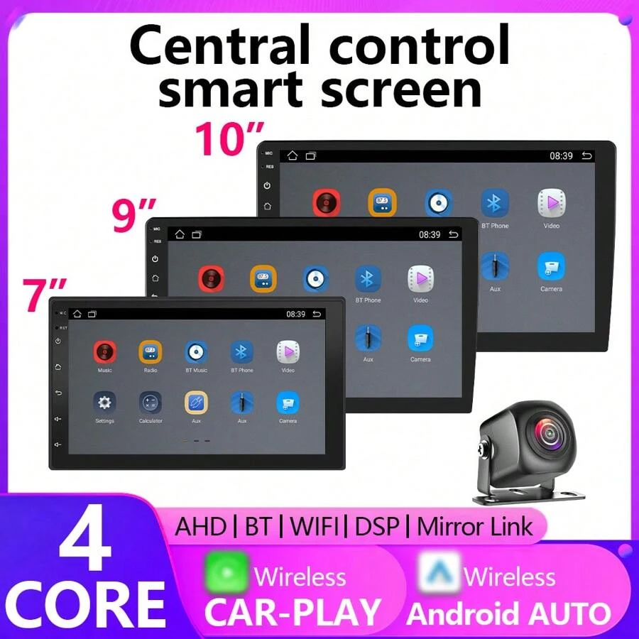 Android 12 7/9/10 Inch 2 Din Car Radio CarPlay Android Auto Autoradio Universal WIFI GPS Bluetooth Audio Multimedia Video Player - Black - View 1