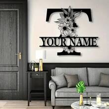 Biển tên kim loại tùy chỉnh - Nghệ thuật treo tường nhà và trang trí cửa trước theo yêu cầu, Quà tặng tân gia độc đáo - đen - Xem 2