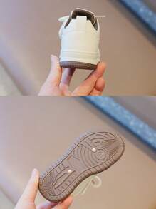 Los niños pequeños zapatos blancos niños zapatos deportivos niñas zapatos casuales bordo suave fondo de los zapatos del bebé solo - Negro - Ver 9