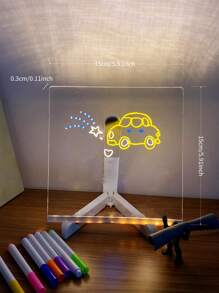 LED Erasable Whiteboard Luminous Writing Board, Desktop Ambient Fluorescent Board, Send Colorful Pen - White - View 9