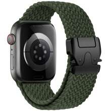 1pc 2025 New Black Nylon Braided Solo Loop Strap Compatible With Apple Watch Band 46mm 45mm 42mm 44mm 41mm Braided Nylon Sport Bracelet Apple Watch Series 10 9 8 SE 5 6 7 Ultra 49mm Strap