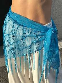 1pc Women's Street Dance Waist Chain & Triangle Scarf, Jazz/Belly Dance Performance Waistband, Sequin Tassel Waist Wrap Skirt Belt, Waist Decor Summer School Fall, Autumn, Halloween - Multicolor - View 14