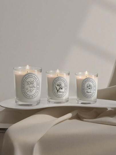 Vanilla, Lavender, Rose Glass Jar Candles, Niche Scented Candles For Home, Smokeless Fragrance Candles, Suitable For Aromatherapy, Deodorization, Meditation, Yoga, Prayer, Gifts, Stress Relief And Relaxation